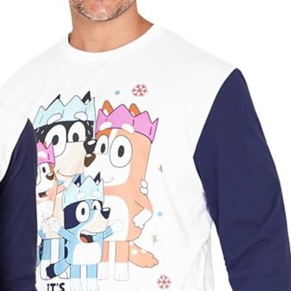 Bluey Christmas Matching Pajamas Set PJs Men sz Med Sleep Goodnight Dog Cartoon - Picture 2 of 5